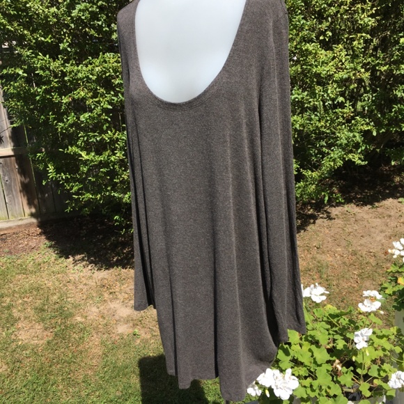 Eileen Fisher Scoop Neck Tunic Top Heathered Brown XL - Picture 2 of 9